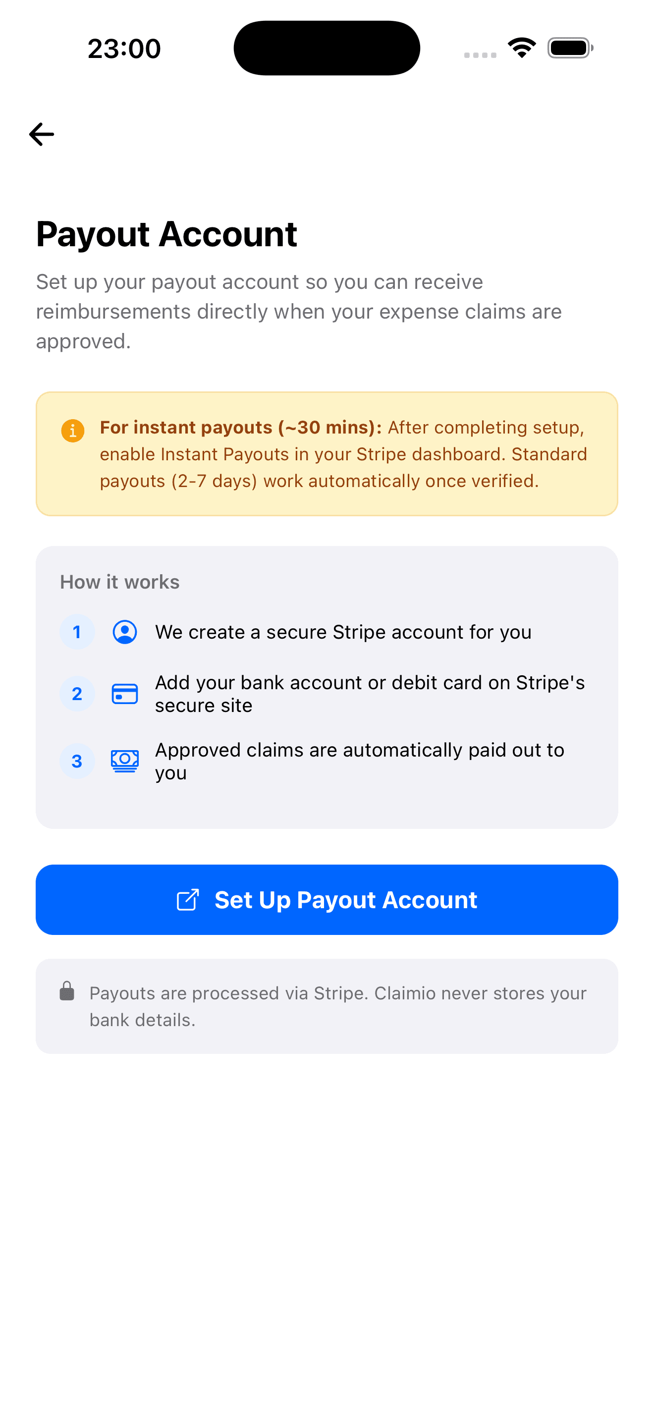 Instant payout